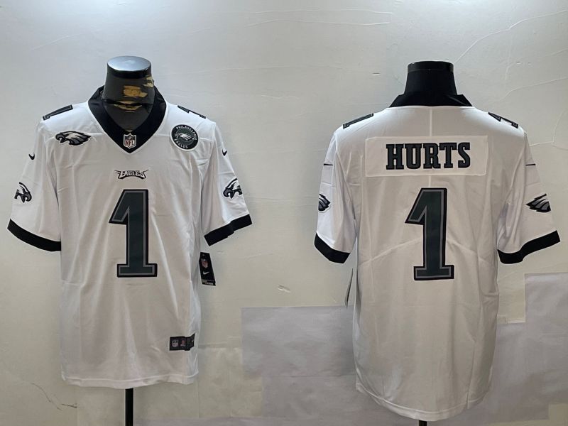 Men Philadelphia Eagles #1 Hurts White Second generation 2024 Nike Limited NFL Jersey style 4->philadelphia eagles->NFL Jersey